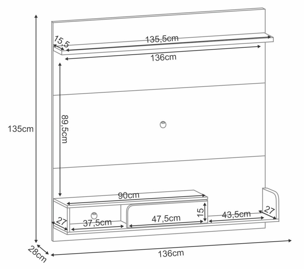 Última imagem em  miniatura do produto Painel para TV HB Móveis Evo Até 55″ Cinamomo/Off White