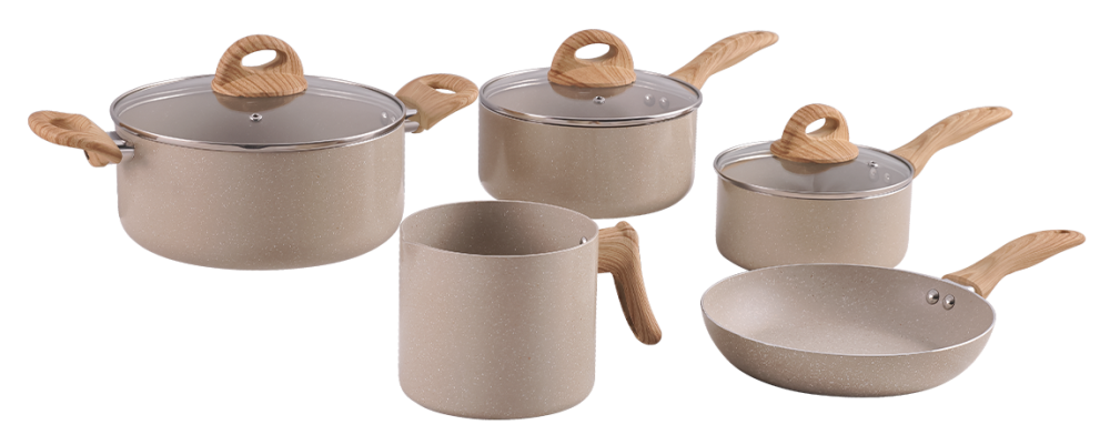 Imagem 1 do produto Conjunto de Panelas Revestimento Cerâmico Brinox com Indução Smart Plus Areia 5 Peças