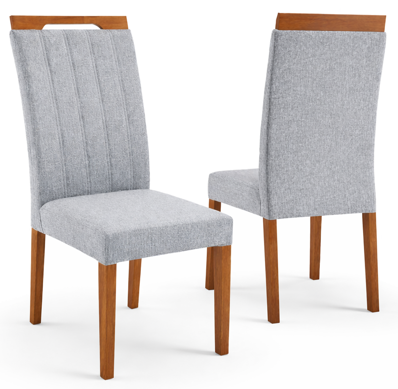 Imagem 2 do produto Conjunto 2 Cadeiras Madetal Delta Amadeirado/Cinza