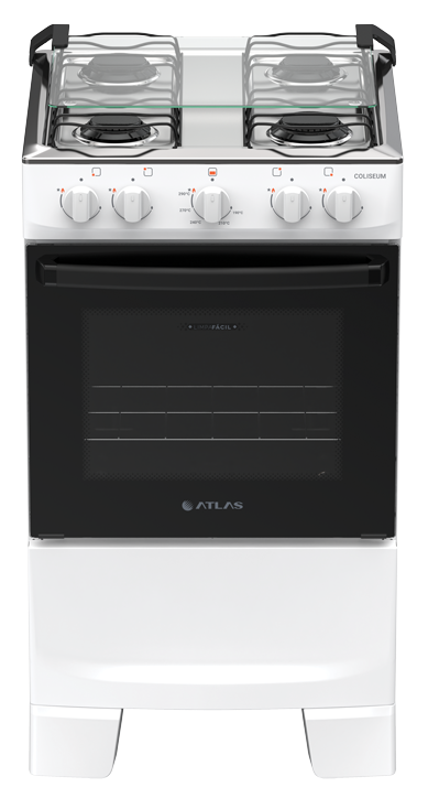 Imagem 1 do produto Fogão a Gás 4 Bocas Atlas Coliseum Plus Mesa inox Branco