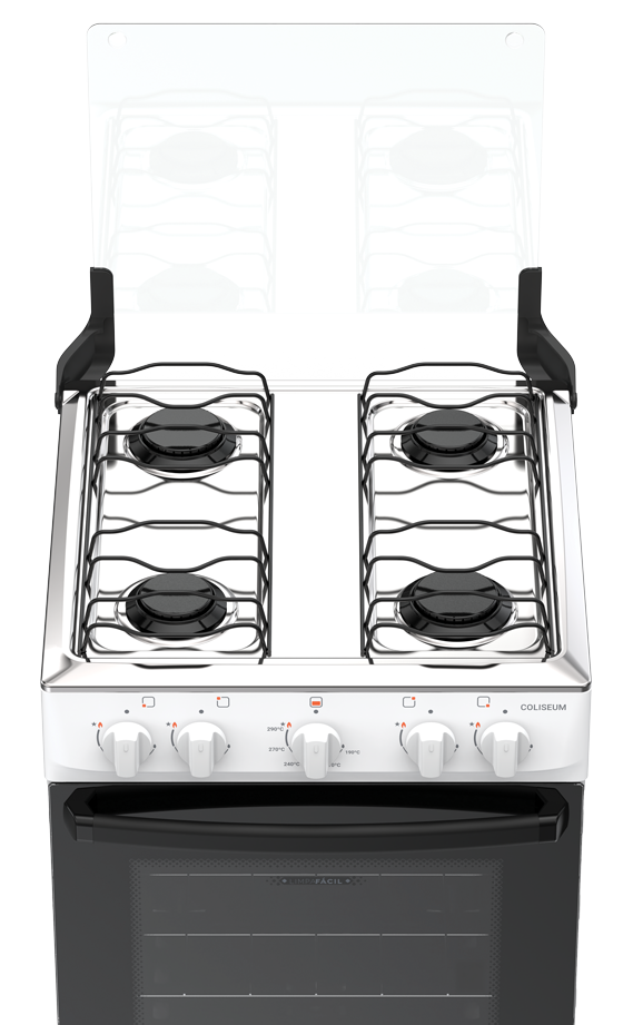 Imagem 3 do produto Fogão a Gás 4 Bocas Atlas Coliseum Plus Mesa inox Branco