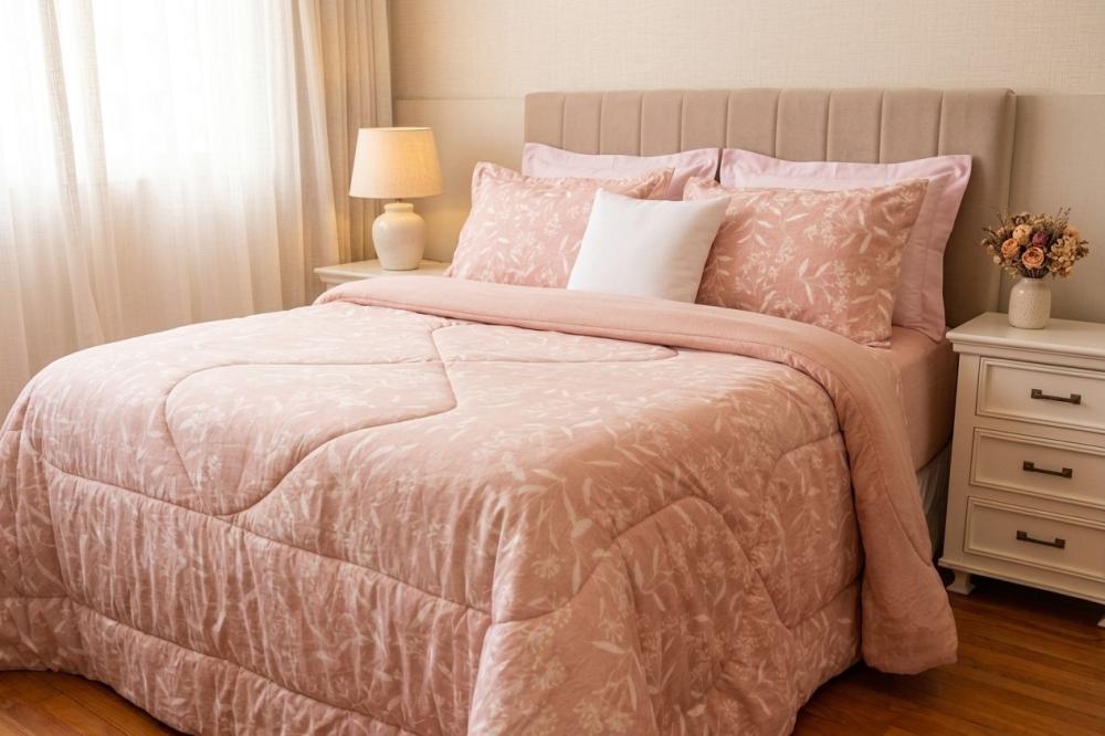 Imagem 1 do produto Edredom Casal Seven Comfort Plush Brisas Rosa