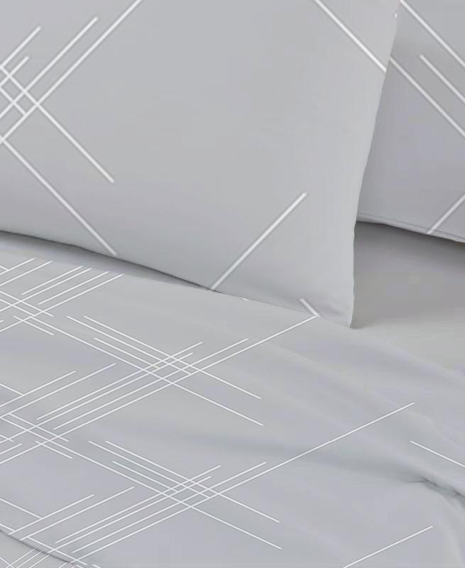 Imagem 2 do produto Jogo de Lençol Queen Jolitex 3 Peças Toque de Seda Riscado Cinza