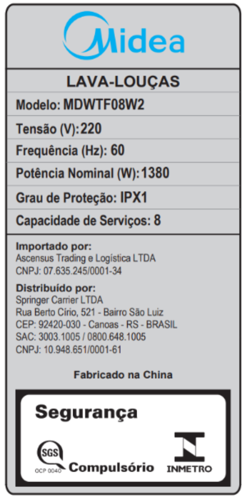 Última imagem em  miniatura do produto Lava-louças Midea 8 Serviços MDWTF08W Branco 220V