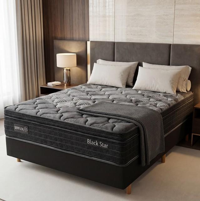 Imagem 3 do produto Colchão Casal 138 cm Molas Ensacadas Serflex Black Star Preto/Cinza