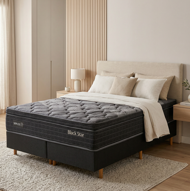 Imagem 3 do produto Colchão Queen 158 cm Molas Ensacadas Serflex Black Star Preto/Cinza