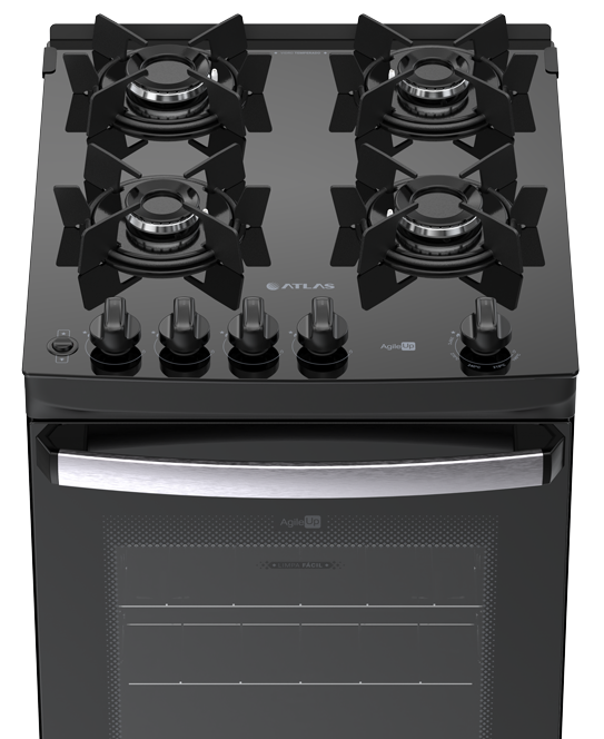 Imagem 4 do produto Fogão a Gás 4 Bocas Atlas Agile Up Glass Preto