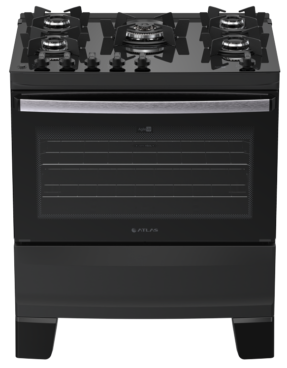 Imagem 1 do produto Fogão a Gás 5 Bocas Atlas Agile Up Glass Preto