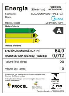 Última imagem em  miniatura do produto Micro-Ondas Midea MHP20S2 20 Litros Prata 220V