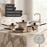 Imagem ilustrativa sobre o produto Conjunto de Panelas Brinox Ceramic Life Naturalle Chapanhe 5 Peças