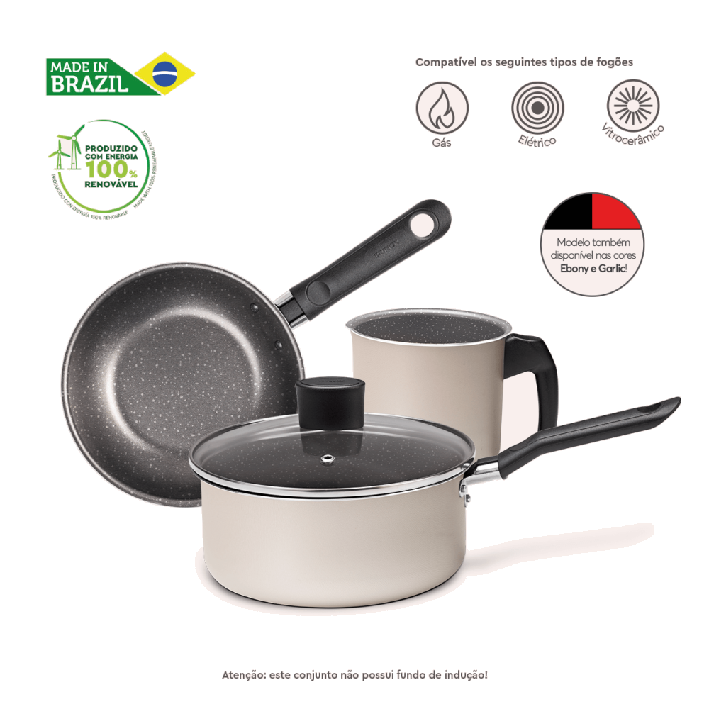 Última imagem em  miniatura do produto Conjunto de Panelas Brinox Ceramic Life Naturalle Chapanhe 5 Peças