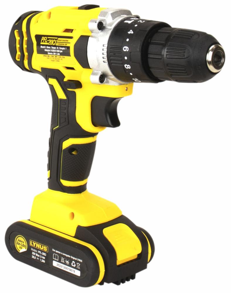 Imagem 1 do produto Parafusadeira Furadeira Lynus PFL-20CI 20V Amarelo/Preto Bivolt