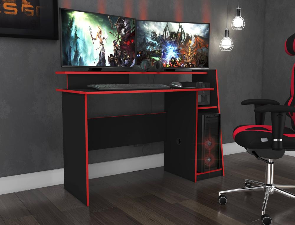 Imagem 2 do produto Escrivaninha Móvel Bento Gamer Evolution Preto/Vermelho