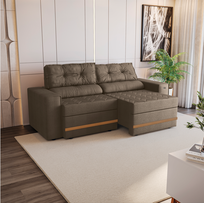 Imagem 4 do produto Sofá Retrátil 4 lugares Kappesberg Roma Bege