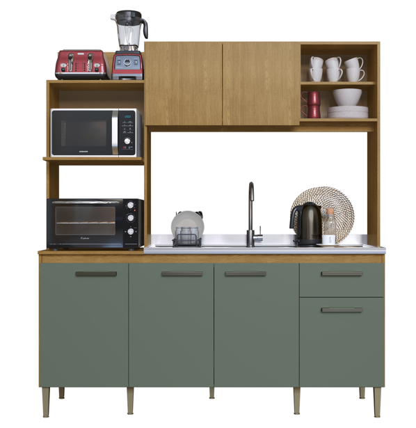 Imagem 1 do produto Cozinha Compacta 1,80 cm Cadorin Rafaela Freijó/Verde
