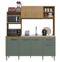 Imagem ilustrativa sobre o produto Cozinha Compacta 1,80 cm Cadorin Rafaela Freijó/Verde