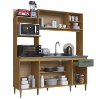 Imagem ilustrativa sobre o produto Cozinha Compacta 1,80 cm Cadorin Rafaela Freijó/Verde