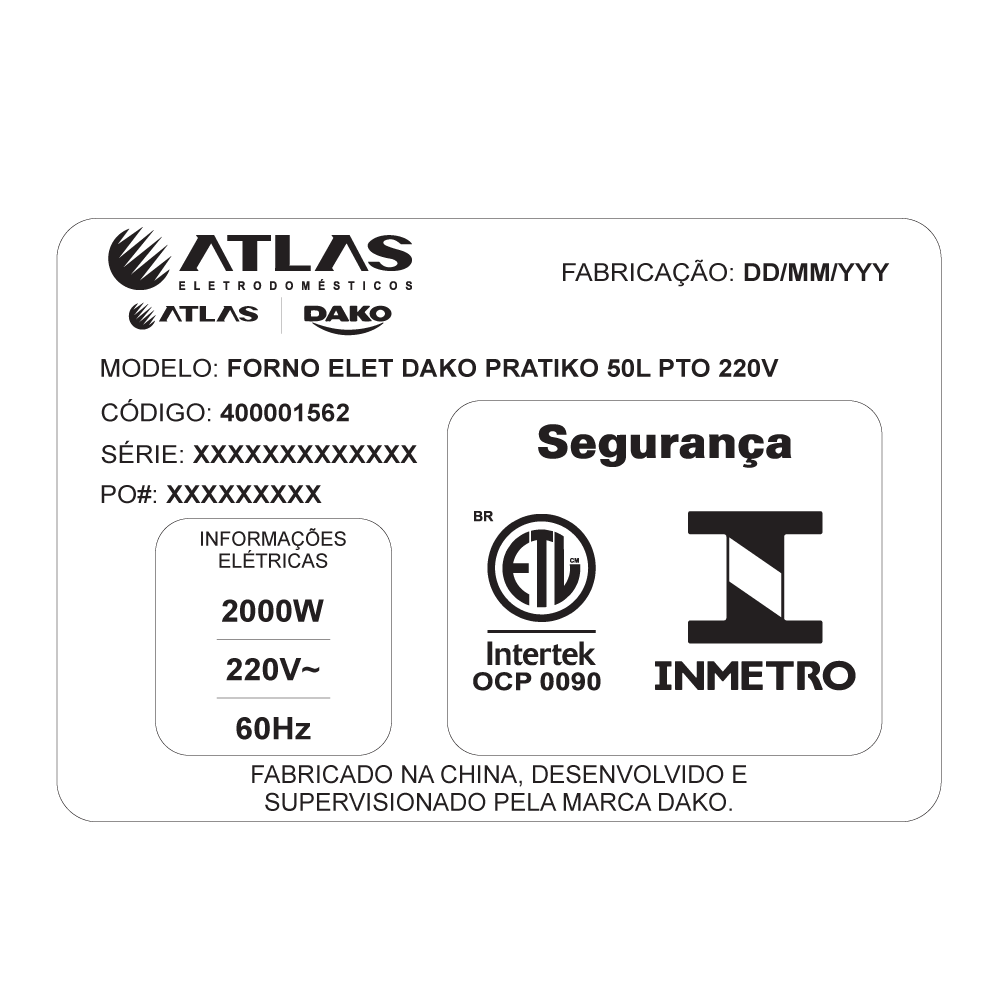 Imagem 4 do produto Forno Elétrico Dako Pratiko Bancada 50 Litros Preto 220V