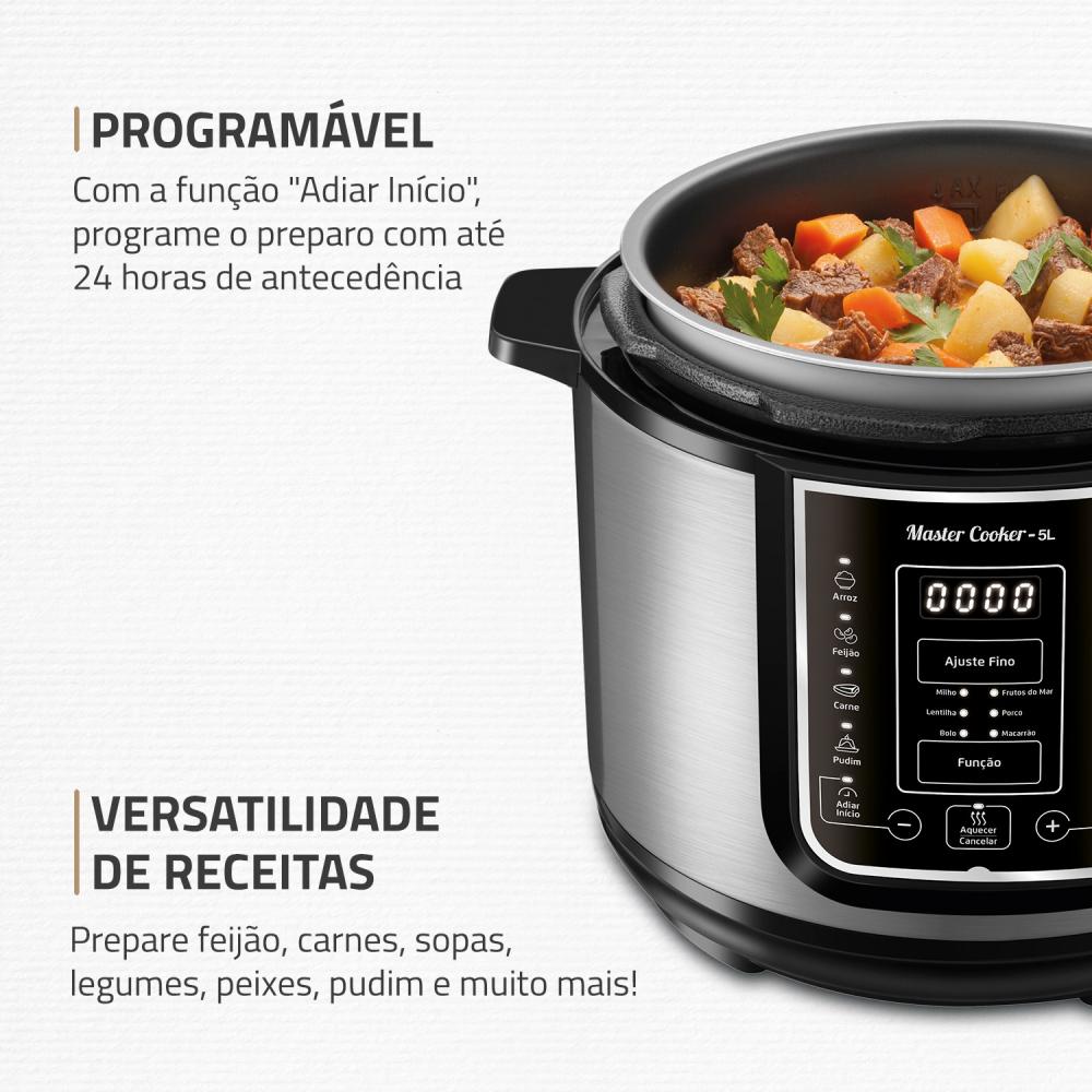Imagem 2 do produto Panela Elétrica de Pressão Mondial Master Cooker 5 Litros Preto/Inox 220V