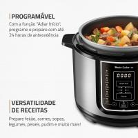 Imagem ilustrativa sobre o produto Panela Elétrica de Pressão Mondial Master Cooker 5 Litros Preto/Inox 220V