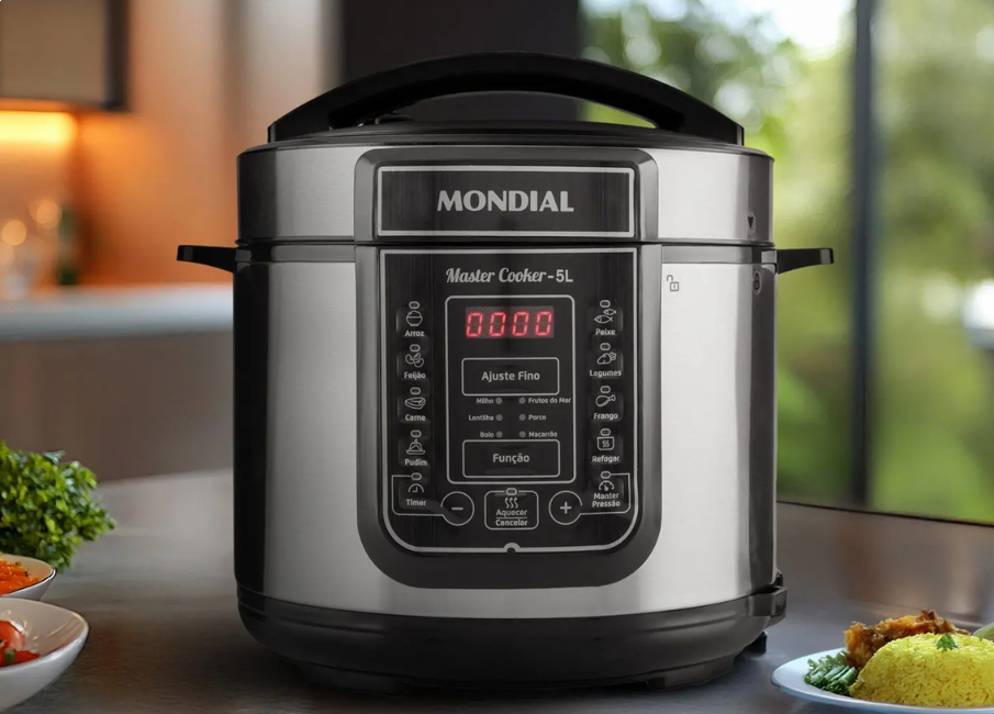 Imagem 4 do produto Panela Elétrica de Pressão Mondial Master Cooker 5 Litros Preto/Inox 220V