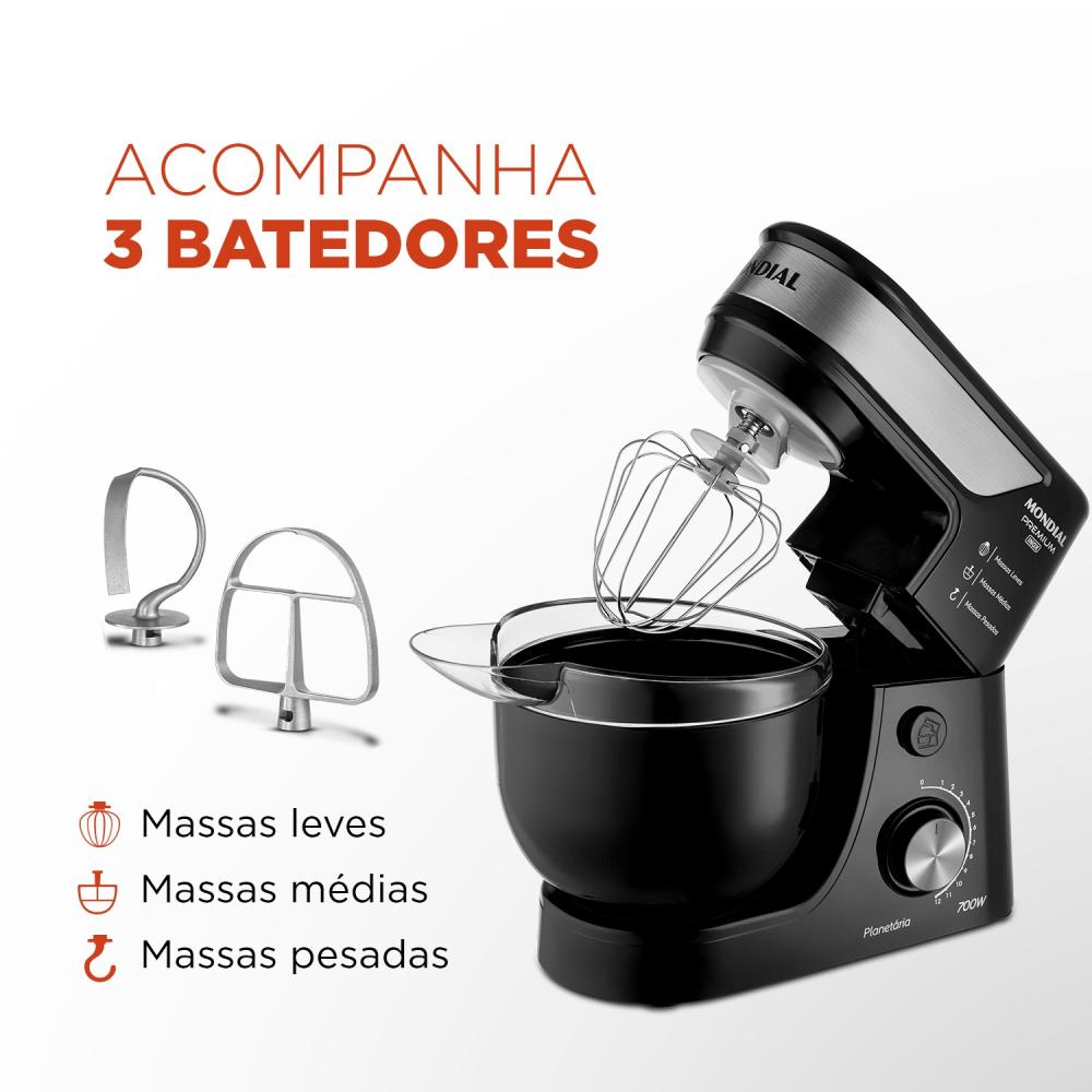 Imagem 3 do produto Batedeira Mondial Planetária BP-01P-B 700W Preto 110V