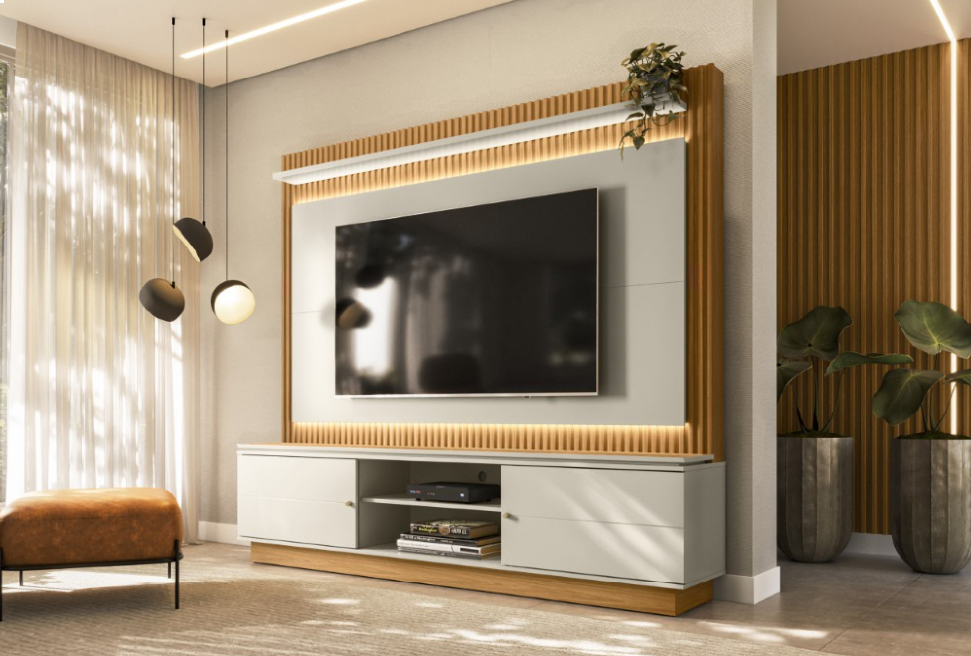 Imagem 3 do produto Estante Linea Guararapes Até 75″ Nature/Off White
