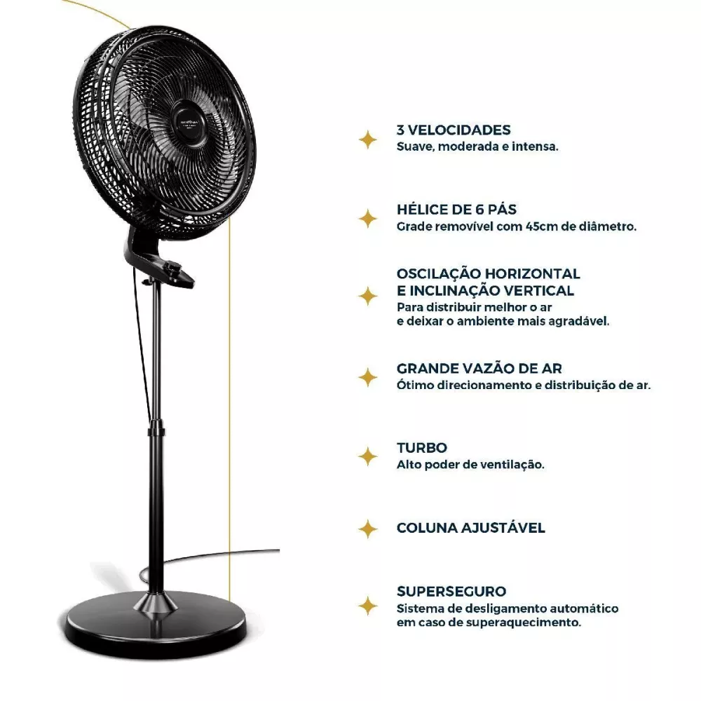 Imagem 4 do produto Ventilador de Coluna Britânia 48cm BVC51A Maxx Force 175W Preto 220V
