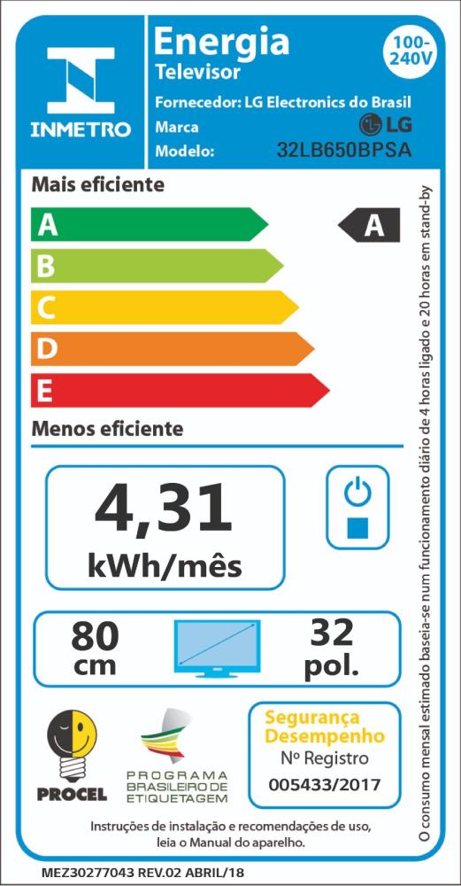 Imagem 3 do produto Smart TV HD 32″ LG 32LB650BPSA